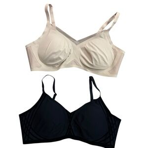 Honeylove CrossOver And Silhouette Bra Lot Of 2 Wire Free Sand Black Size XL